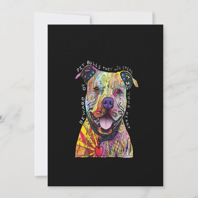 Carte De Remerciements attention aux chiens Pitbull, ils vous voleront le (Devant)