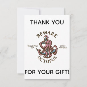 Carte De Remerciements Attention Octopus Créature Nautique Tentacle Monst