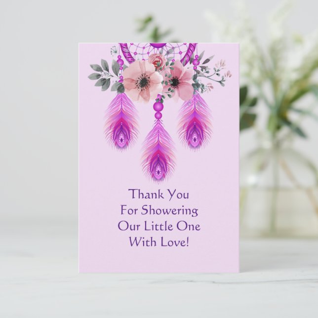 Carte De Remerciements Attrape-rêve Violet Avec Fleur (Debout devant)