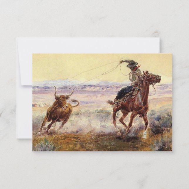 Carte De Remerciements « Au bord de l'étang » par Charles M. Russell (Devant)