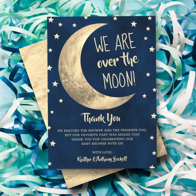 Carte De Remerciements Au-Dessus De La Lune | BABY SHOWER (Créateur téléchargé)