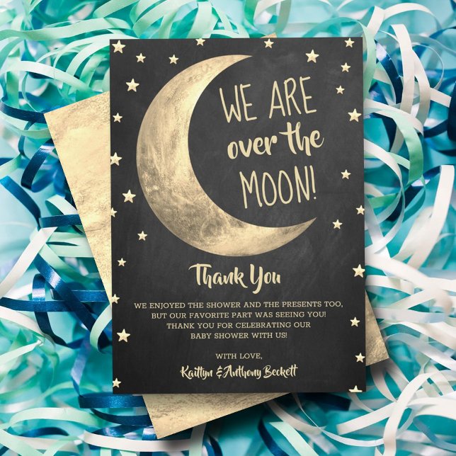 Carte De Remerciements Au-Dessus De La Lune | BABY SHOWER (Créateur téléchargé)