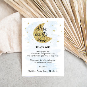 Carte De Remerciements Au-Dessus De La Lune Baby shower Garçons