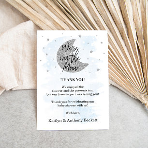 Carte De Remerciements Au-Dessus De La Lune   Baby shower Garçons
