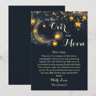 Carte De Remerciements Au-Dessus De La Lune Baby shower Neutre Whimsical
