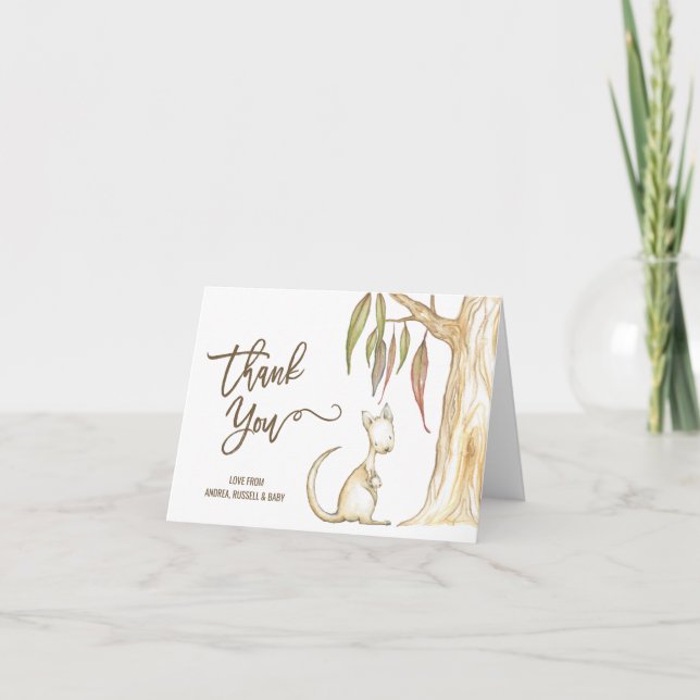 Carte De Remerciements Australian Kangaroo Neutral Baby Shower Thank You (Devant)