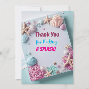 Carte De Remerciements Autocollants d'anniversaire de sirène moderne – Me