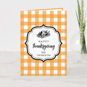 Carte De Remerciements Automne Automne Orange Plaid Thankgiving Turquie