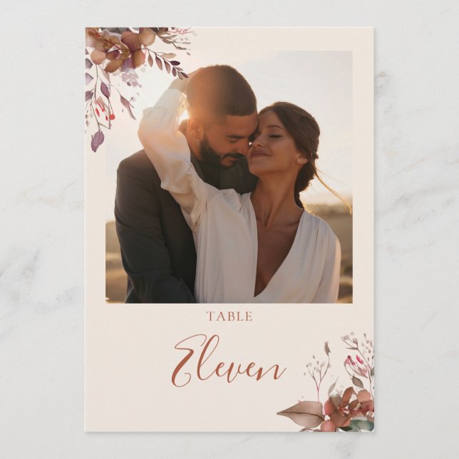 Carte De Remerciements Automne Automne Rustique Floral Numéro de la table (Devant)