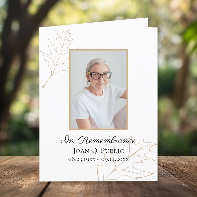 Carte De Remerciements Automne Chêne Feuille funérailles Wake Memorial Sy (Créateur téléchargé)