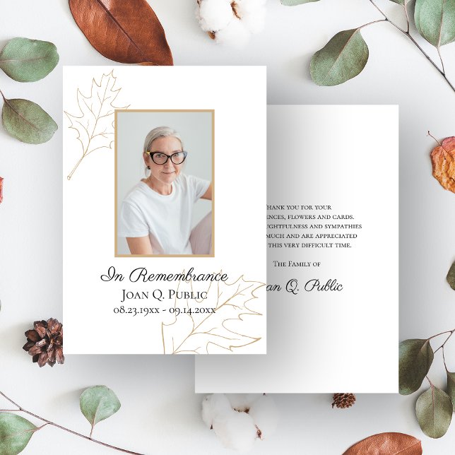 Carte De Remerciements Automne Chêne Feuille funérailles Wake Memorial Sy (Créateur téléchargé)