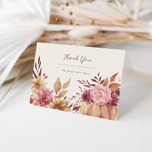 Carte De Remerciements Automne Citrouille & Fleurs Sauvages