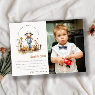 Carte De Remerciements Automne Citrouille Scarecrow Harvest Enfants Photo