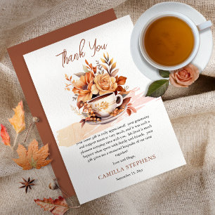 Carte De Remerciements Automne Floral Cottage Core Teacup