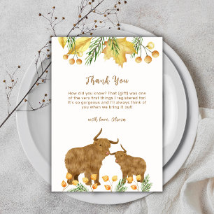Carte De Remerciements Automne Printemps Boho Highland Baby shower de la 
