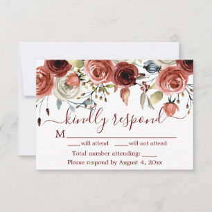 Carte De Remerciements Automne Rouille de l'automne Mariage floral