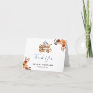 Carte De Remerciements Automne Tomber en Amour Ours Baby Shower Plié