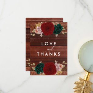 Carte De Remerciements Autumanal Gold Burgundy Emarald Greeny Mariage