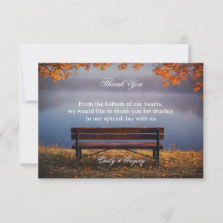 Carte De Remerciements Autumn Lake Bench Appreciation