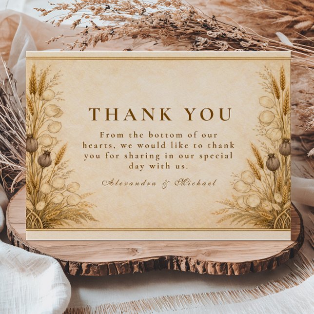 Carte De Remerciements Autumn Wheat Botanical Wedding (Créateur téléchargé)