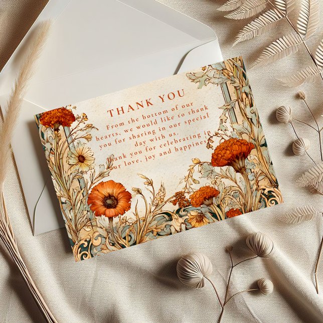 Carte De Remerciements Autumn Wildflower Botanical Wedding (Créateur téléchargé)