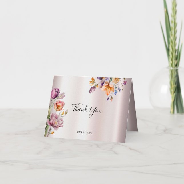 Carte de remerciements aux fleurs de printemps col (Devant)