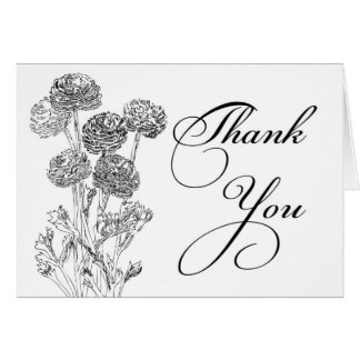 Carte de remerciements aux fleurs noires et blanch