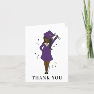 Carte De Remerciements Avatar féminin personnalisable  Diplôme d'études s
