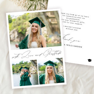 Carte De Remerciements Avec amour et gratitude photo de remise de diplôme