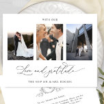 Carte De Remerciements Avec Amour et Gratitude Photo Monogramme Mariage<br><div class="desc">Merci à vos invités avec cette élégante photo collage mariage monogrammed carte de remerciements! Design blanc et noir propre et simple, plein d'élégance et de grâce. Phrase "avec Amour et Gratitude" en calligraphie manuscrite moderne. Retour avec un élégant monogramme dessiné à la main avec les initiales des couples et la...</div>