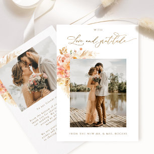 Carte De Remerciements Avec Amour et Gratitude, Photo Peach Chic Mariage