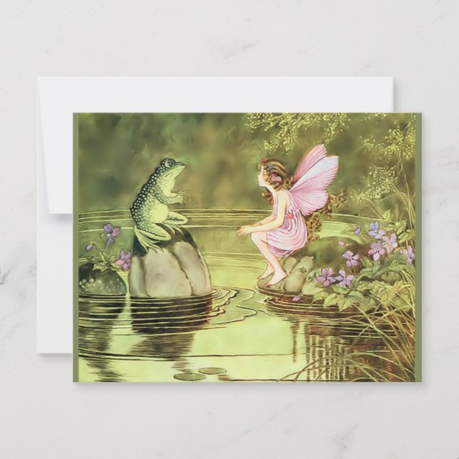 Carte de remerciements avec Fairy et Frog (Devant)