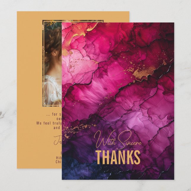 Carte De Remerciements Avec la photo Celestial Elegance Marble Symphonie (Devant / Derrière)