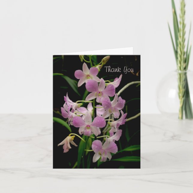 Carte de remerciements avec orchidées roses (Devant)