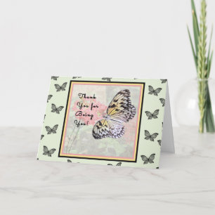 Carte de remerciements avec Papier blanc papillon