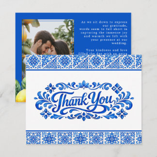 Carte De Remerciements Avec photo Azul & Limone Romance