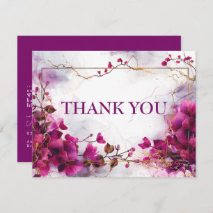Carte De Remerciements Avec photo fushsia Enchantage : Mariage aquarelle