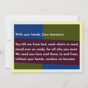 Carte De Remerciements Avec vos mains, Assistant de soins