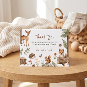 Carte De Remerciements Aventure Animaux de la Forêt Attend Renard Bûche