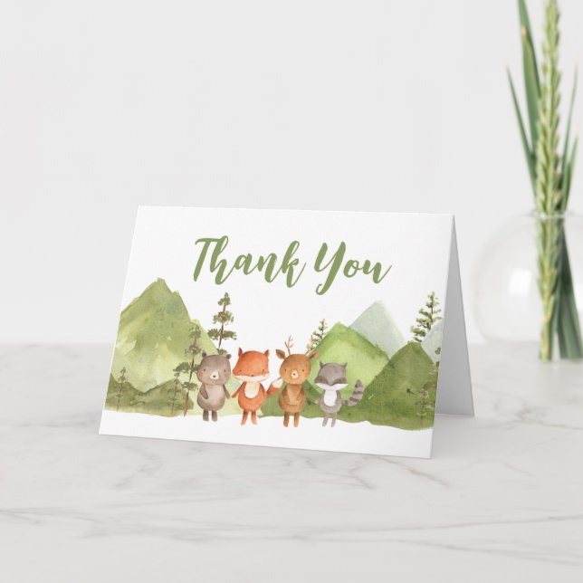 Carte De Remerciements Aventure Begin Forest Mountain Baby shower (Devant)