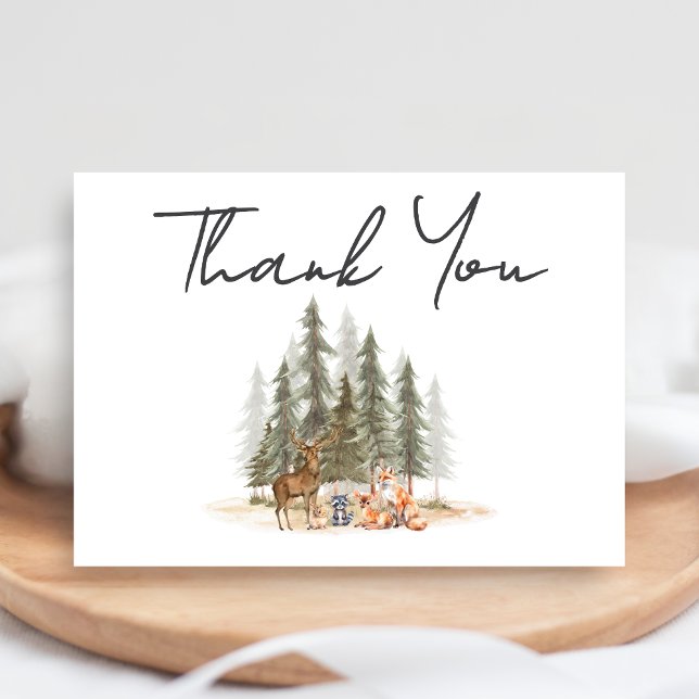 Carte De Remerciements Aventure Commencer le Baby shower des animaux des  (Let the Adventure Begin Woodland Animals Baby Shower Thank You Card)