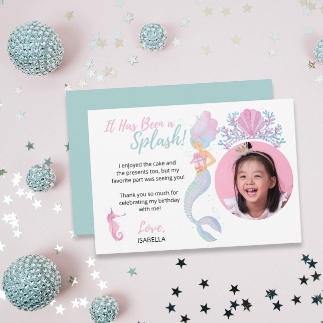 Carte De Remerciements Aventure d'anniversaire de la princesse sirène (Créateur téléchargé)