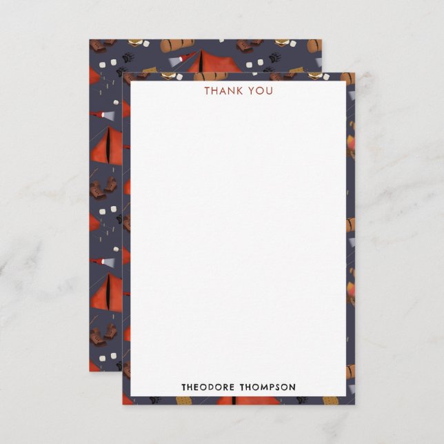 Carte De Remerciements Aventure de camping en plein air Feu de camp d'été (Devant / Derrière)