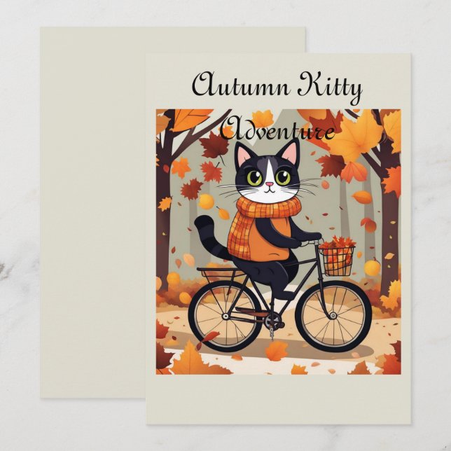 Carte De Remerciements Aventure de chatte d'automne (Devant / Derrière)