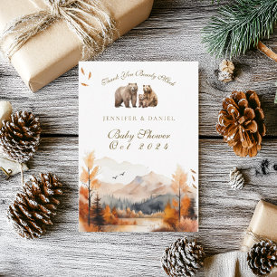 Carte De Remerciements Aventure d'ours Montagnes d'automne Fête prénatale