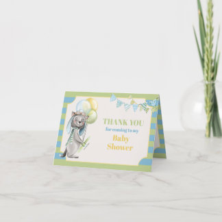 Carte De Remerciements Aviateur Wolf, Baby shower rayé