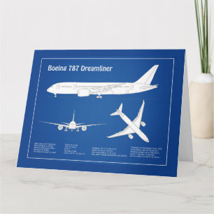 Carte De Remerciements Avion de ligne 787 - Plan de dessin du plan direct
