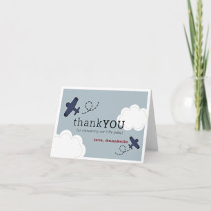 Carte De Remerciements Avion Nuages Blue Sky Boy Baby shower