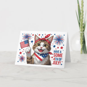Carte De Remerciements Avoir une 4 juillet de Paw - Cute Cat