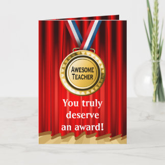 Carte De Remerciements Awesome Enseignant Appréciation Gold Award Photo